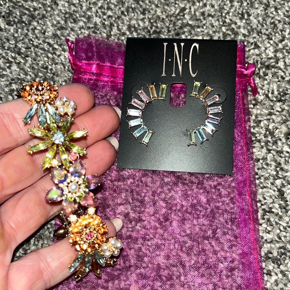 INC floral jewel bracelet and earrings spring